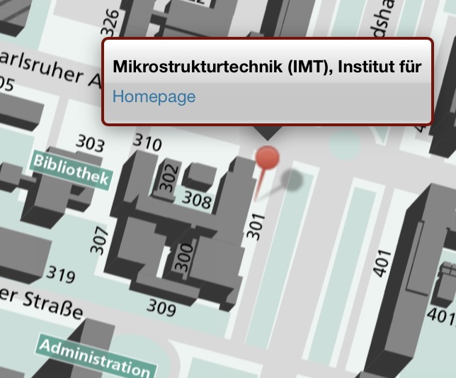 Ausschnitt eines Campus-Plans mit Markierung des Instituts f&uuml;r Mikrostrukturtechnik (IMT).