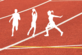 Silhouetten von sportlich aktiven Personen auf einer roten Laufbahn.